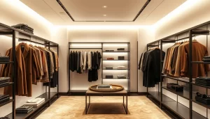 clothing rack with shelves