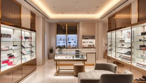 cosmetic shop display, cosmetic display, makeup displays
