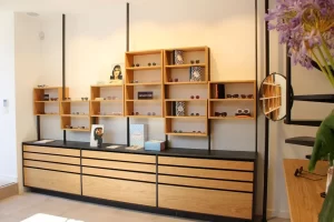 Wooden sunglasses display cabinet